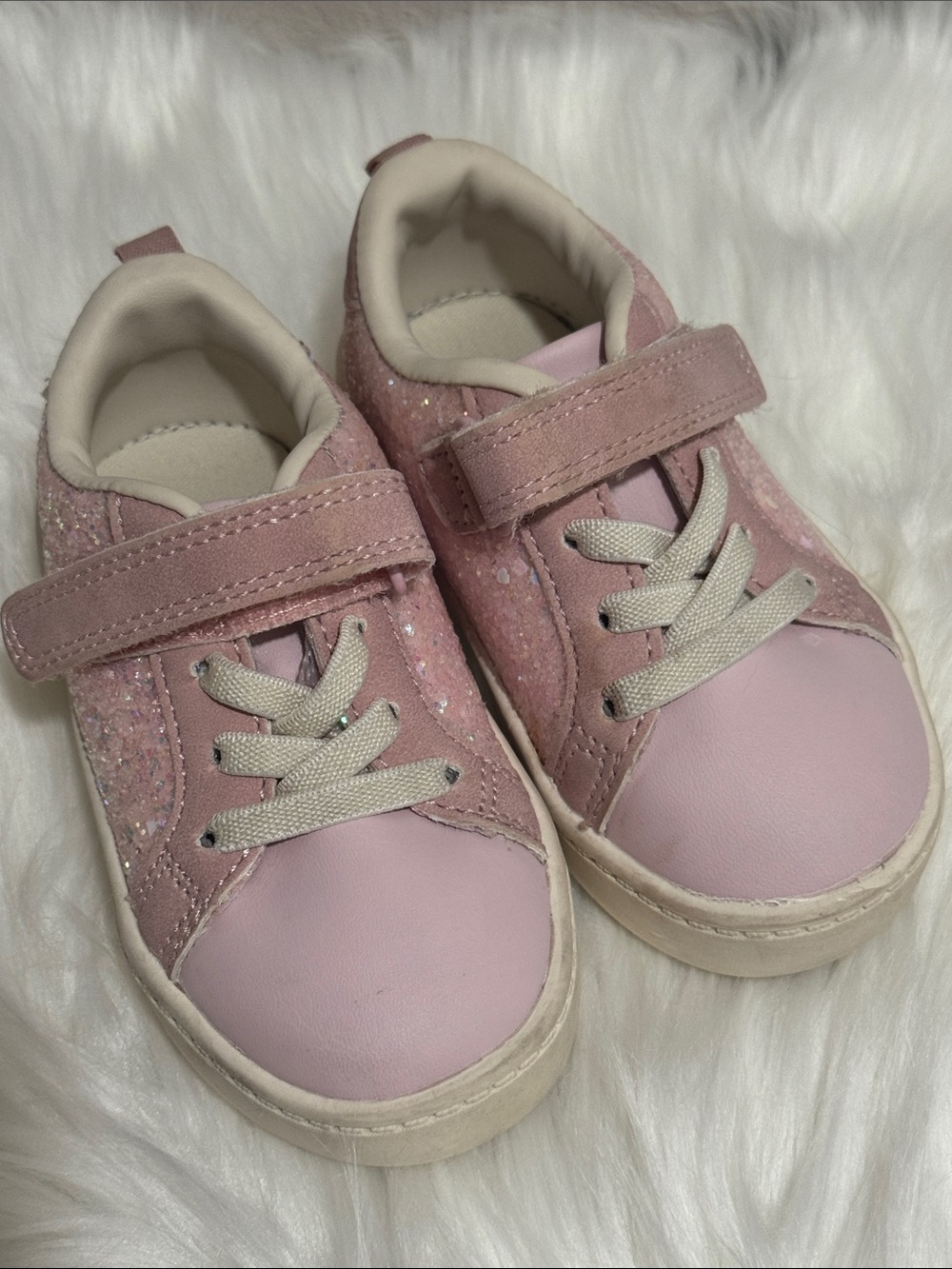 Carter's Baby Girls Light Pink Glitter Velcro Sneakers